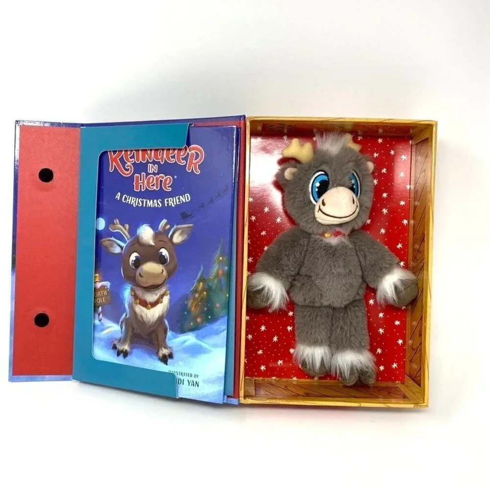 Reindeer in Here Gift Set Book, Plush, 2 Piece Pajama Sleep Set Sz 6